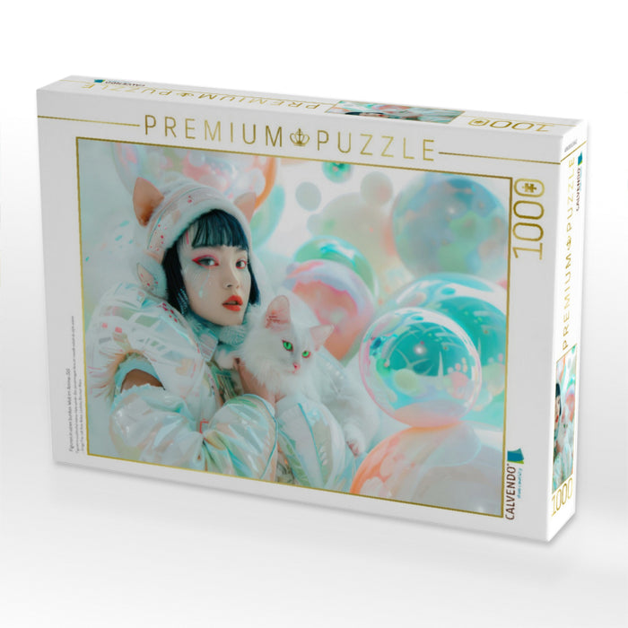 Figuren in einer bunten Welt im Anime-Stil - CALVENDO Foto-Puzzle'