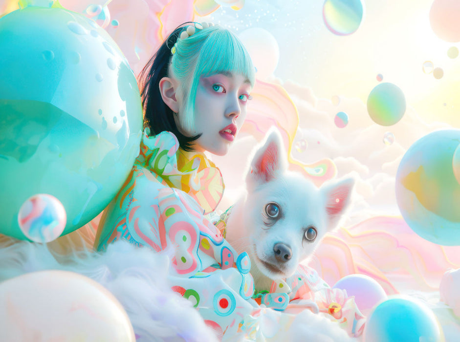 Figuren in einer bunten Welt im Anime-Stil - CALVENDO Foto-Puzzle'