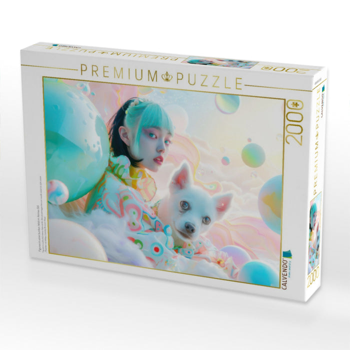 Figuren in einer bunten Welt im Anime-Stil - CALVENDO Foto-Puzzle'