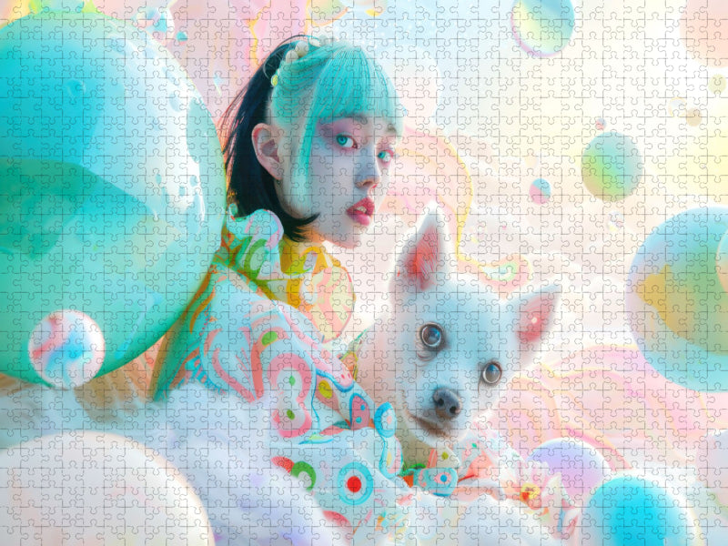 Figuren in einer bunten Welt im Anime-Stil - CALVENDO Foto-Puzzle'