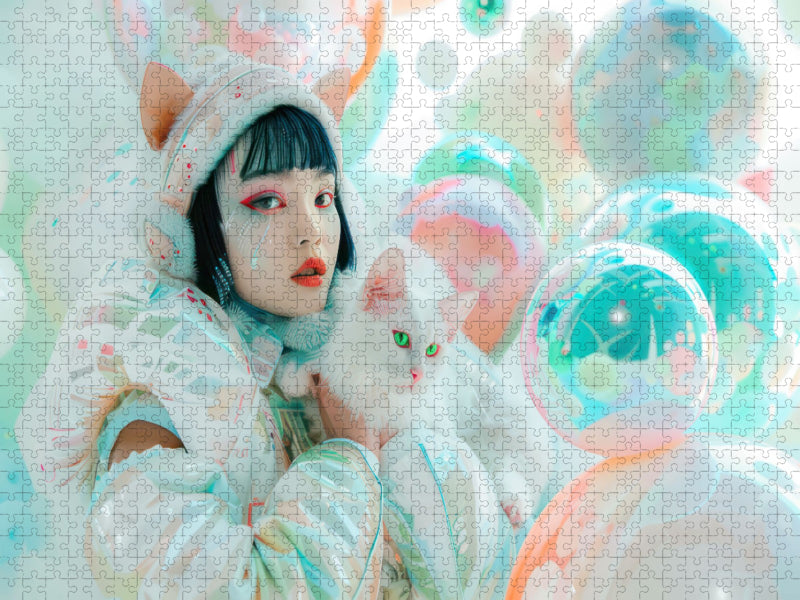 Figuren in einer bunten Welt im Anime-Stil - CALVENDO Foto-Puzzle'