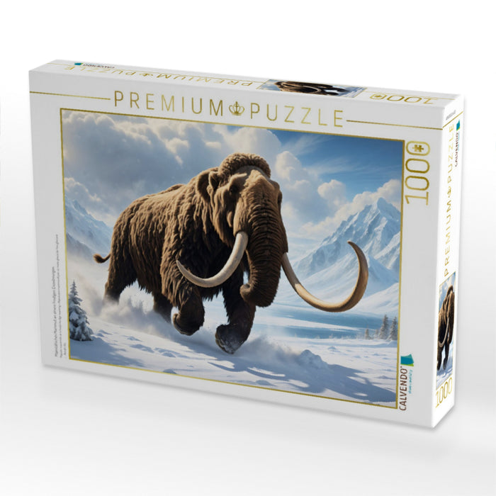 Majestätisches Mammut an einem frostigen Eiszeitmorgen - CALVENDO Foto-Puzzle'