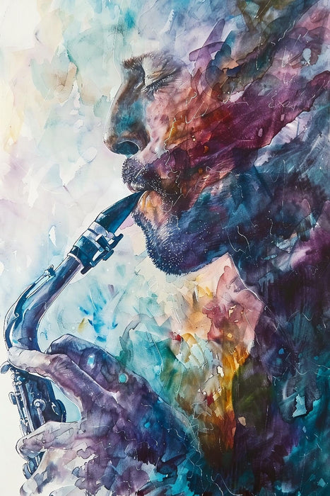 Premium Textil-Leinwand Der Saxophonist