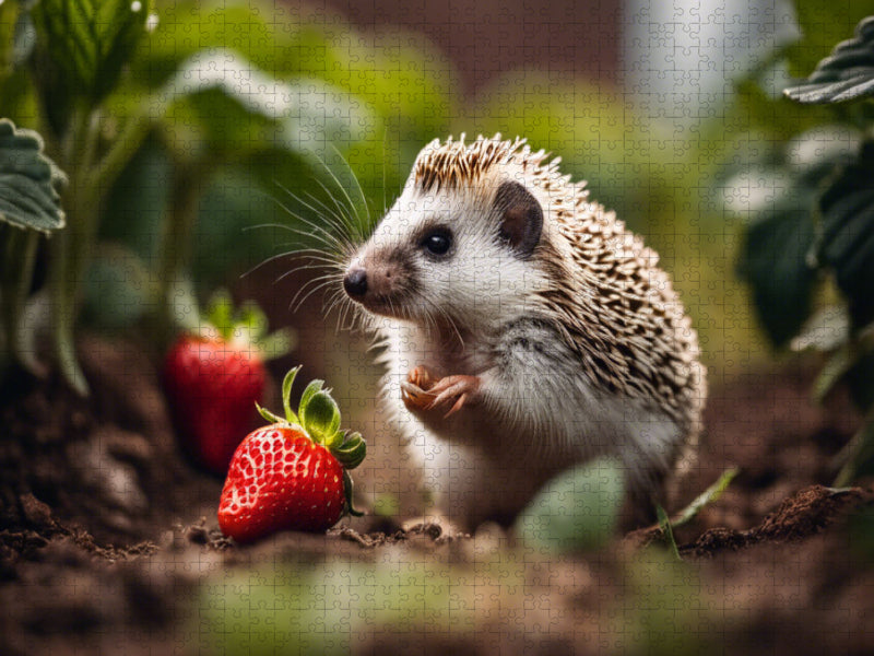 Igel unterwegs im Erdbeerbeet - CALVENDO Foto-Puzzle'