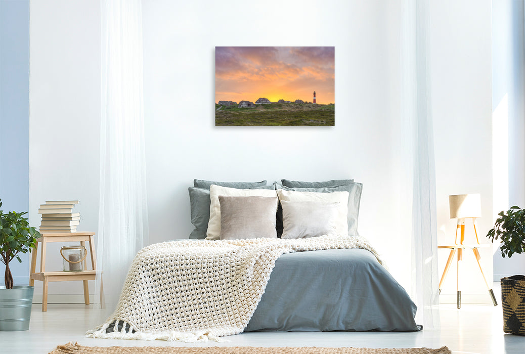 Premium Textil-Leinwand Sonnenaufgang in Hörnum auf Sylt