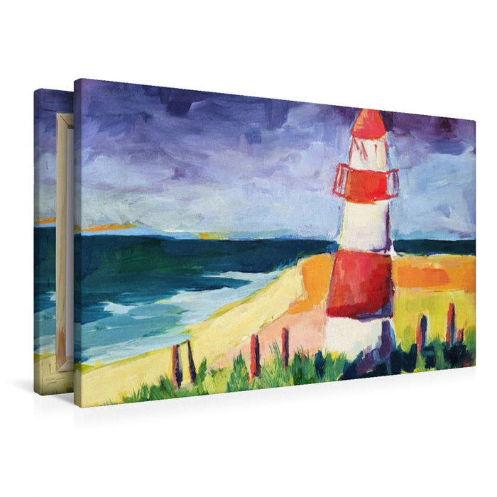 Premium Textil-Leinwand Leuchtturm am Ellenbogen auf Sylt an der Nordsee