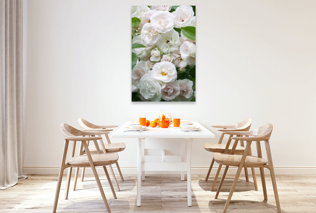 Premium Textil-Leinwand Weiße Rosen