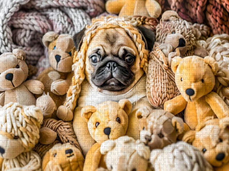 Mops im Kuscheltierparadies - CALVENDO Foto-Puzzle'