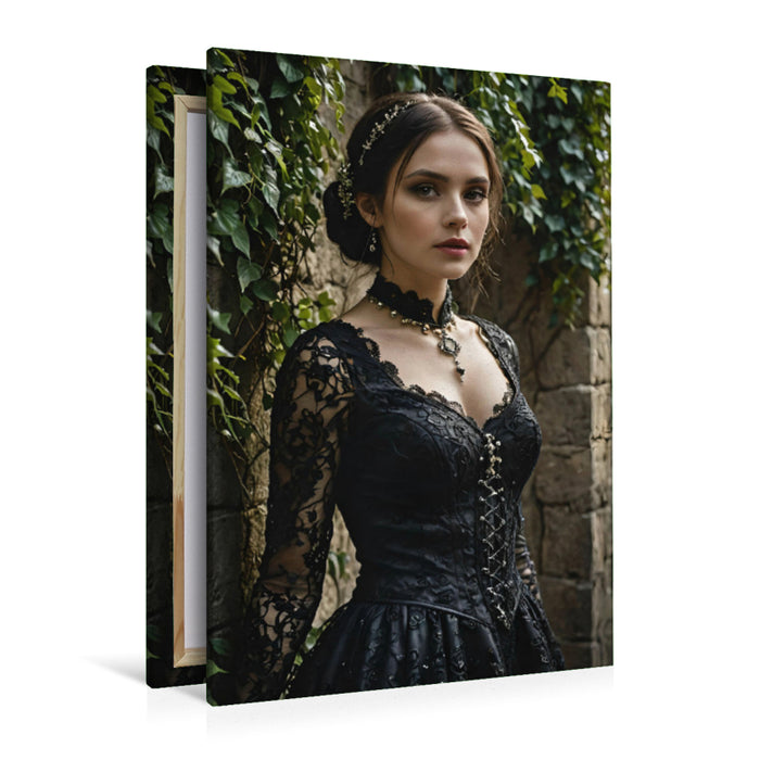 Premium Textil-Leinwand Frau im Gothic Look