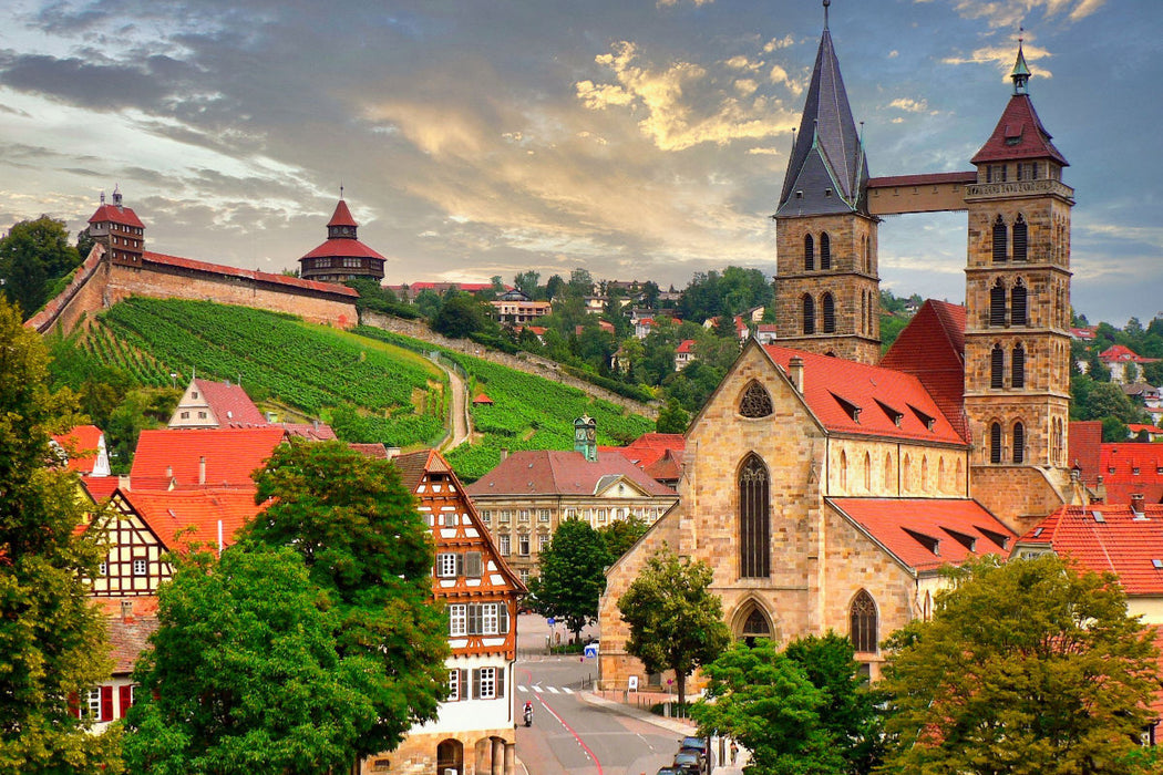 Premium Textil-Leinwand Ein Motiv aus dem Kalender Esslingen zwischen Tag und Nacht