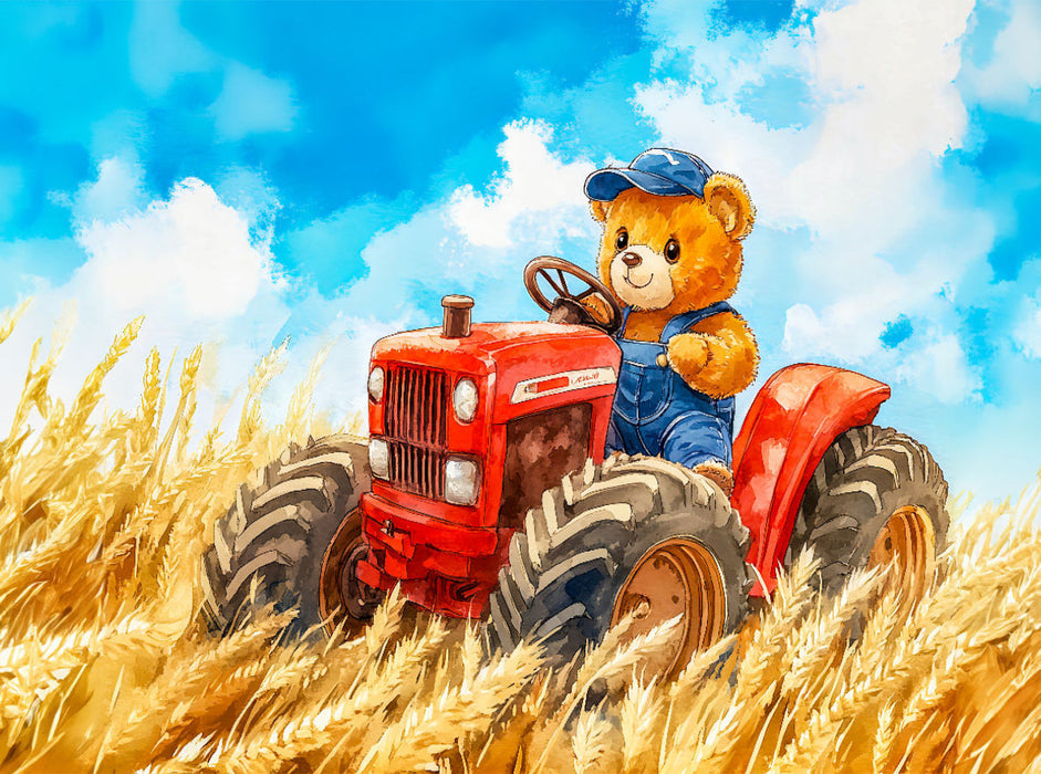 Teddy fährt Traktor im Weizenfeld - CALVENDO Foto-Puzzle'