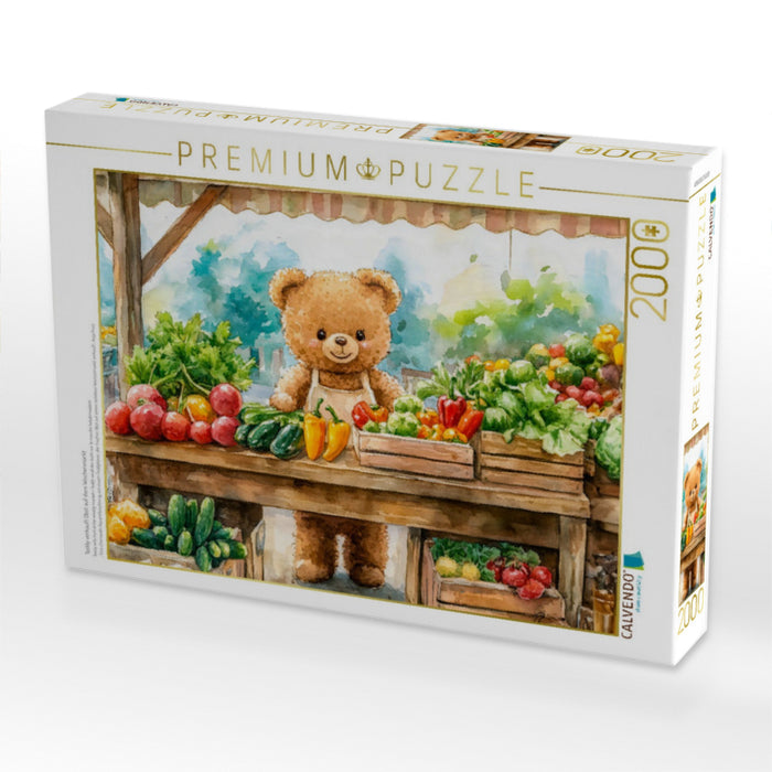 Teddy verkauft Obst auf dem Wochenmarkt - CALVENDO Foto-Puzzle'