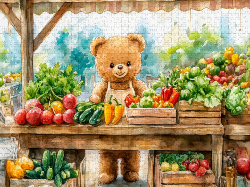 Teddy verkauft Obst auf dem Wochenmarkt - CALVENDO Foto-Puzzle'