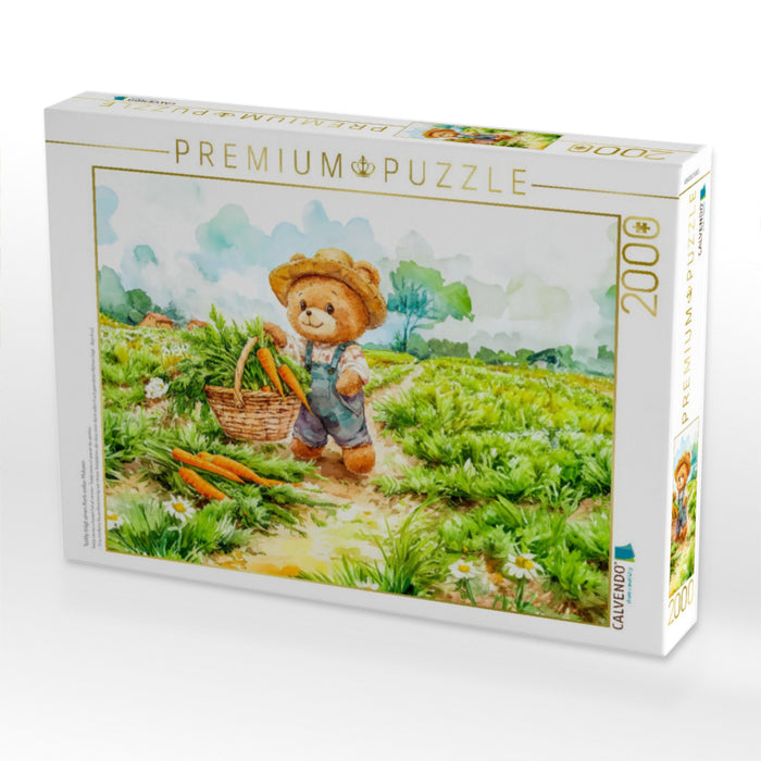 Teddy trägt einen Korb voller Möhren - CALVENDO Foto-Puzzle'