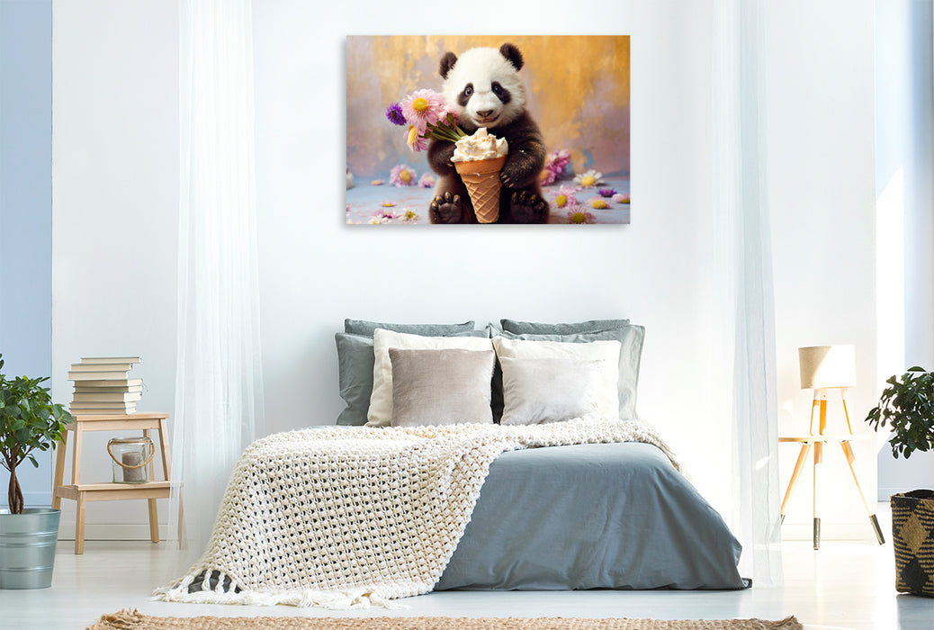 Toile textile premium Un motif du calendrier Les Aventures du Petit Panda 