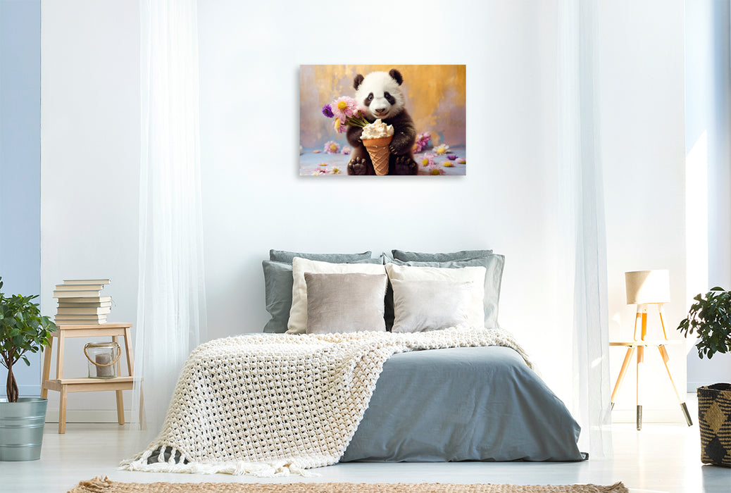 Toile textile premium Un motif du calendrier Les Aventures du Petit Panda 