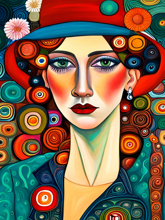 Dame mit Hut - Picasso // Klimt - CALVENDO Foto-Puzzle'