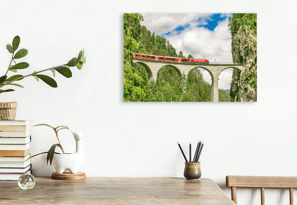 Premium textile canvas of the Landwasser Viaduct 