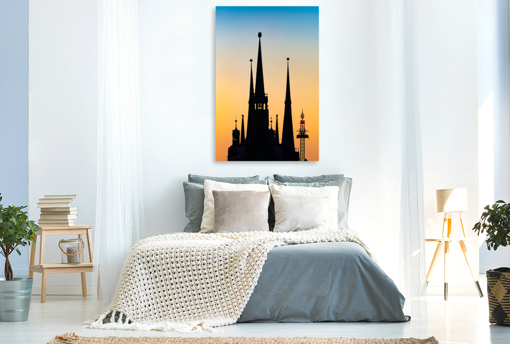 Premium textile canvas The five towers of Halle-Saale 