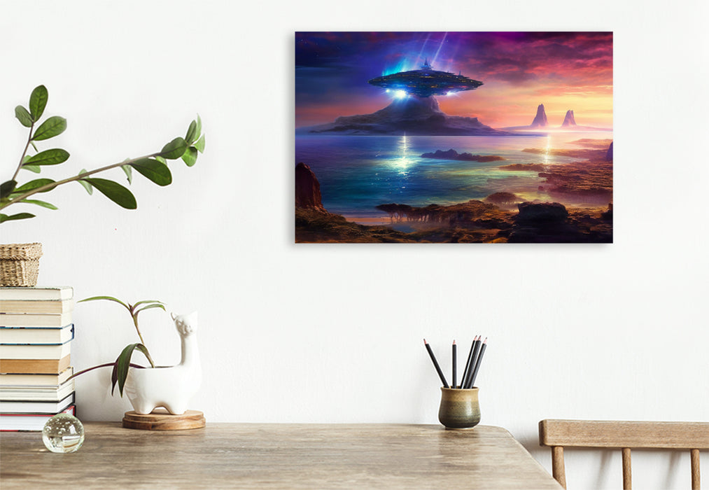 Premium textile canvas travel portal - science fiction 