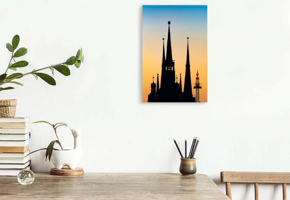 Premium textile canvas The five towers of Halle-Saale 