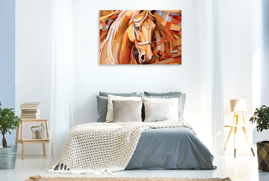 Premium Textil-Leinwand Goldenes Pferd - Portrait