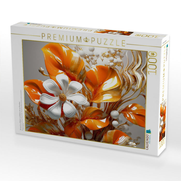 Bouquet aus Blättern und Blüten wie aus Porzellan - CALVENDO Foto-Puzzle'
