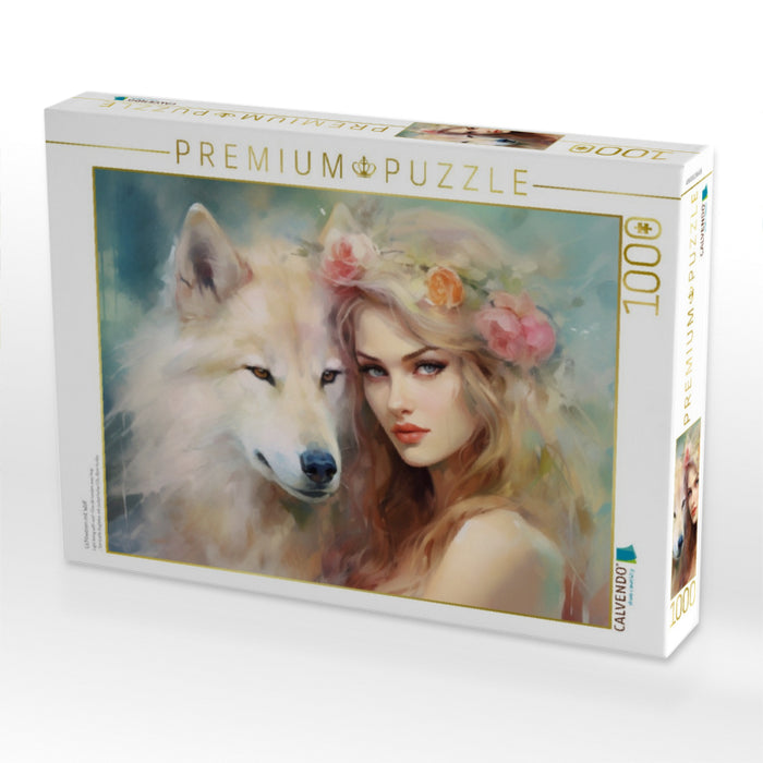 Lichtwesen mit Wolf - CALVENDO Foto-Puzzle'