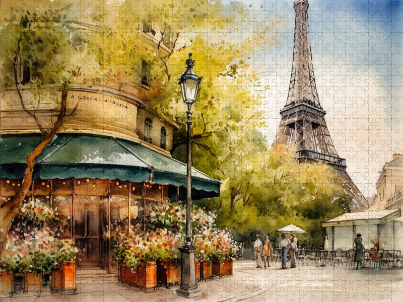 Starßenszene mit Eiffelturm - CALVENDO Foto-Puzzle'