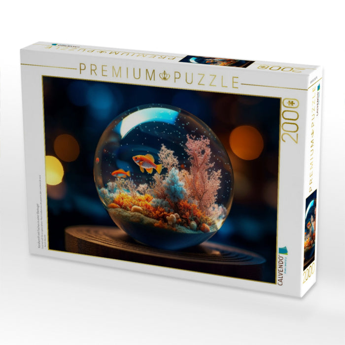 Korallenriff mit Fischen in einer Glaskugel - CALVENDO Foto-Puzzle'