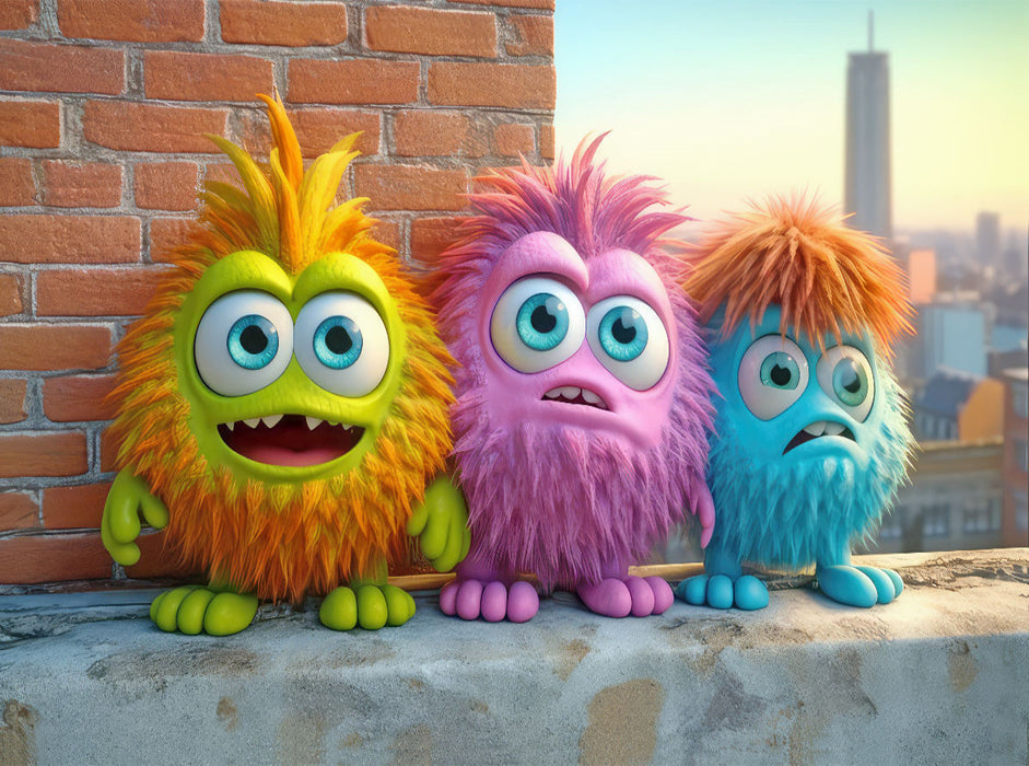 Drei bunte Monster auf der Murll - CALVENDO Foto-Puzzle'