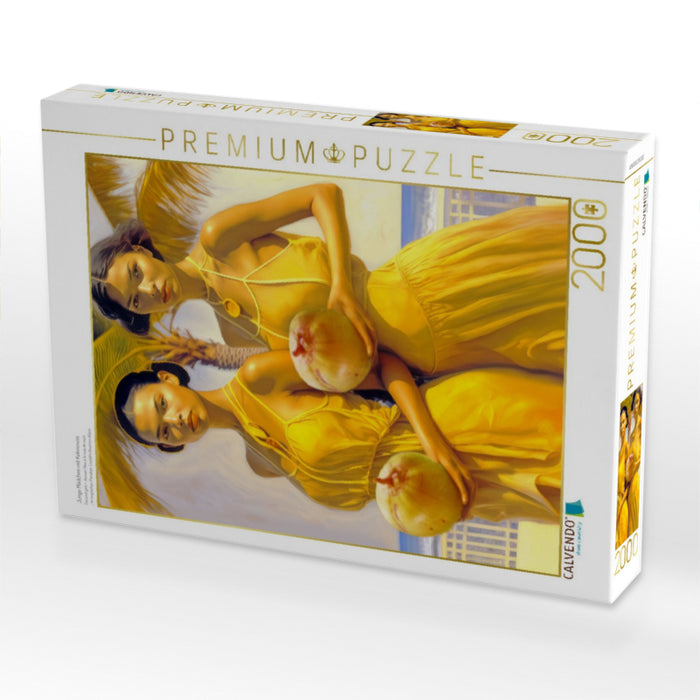 Junge Mädchen mit Kokosnuss - CALVENDO Foto-Puzzle'