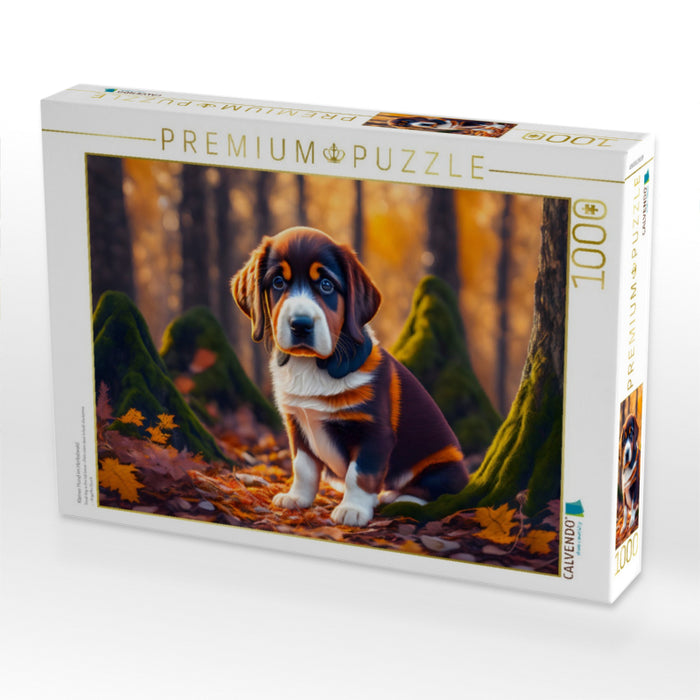 Kleiner Hund im Herbstwald - CALVENDO Foto-Puzzle'