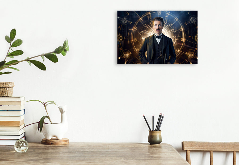 Premium Textil-Leinwand Nikola Tesla