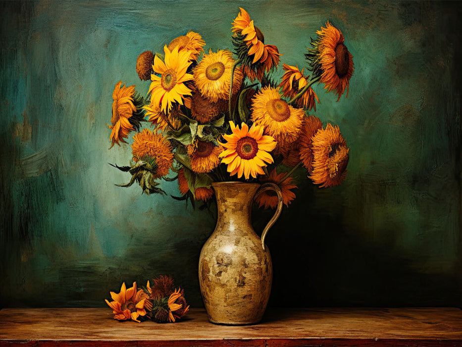 Vincent van Goghs "12 Sonnenblumen in einer Vase" gemalt im Stil von Rembrandt Harmenszoon van Rijn - CALVENDO Foto-Puzzle'
