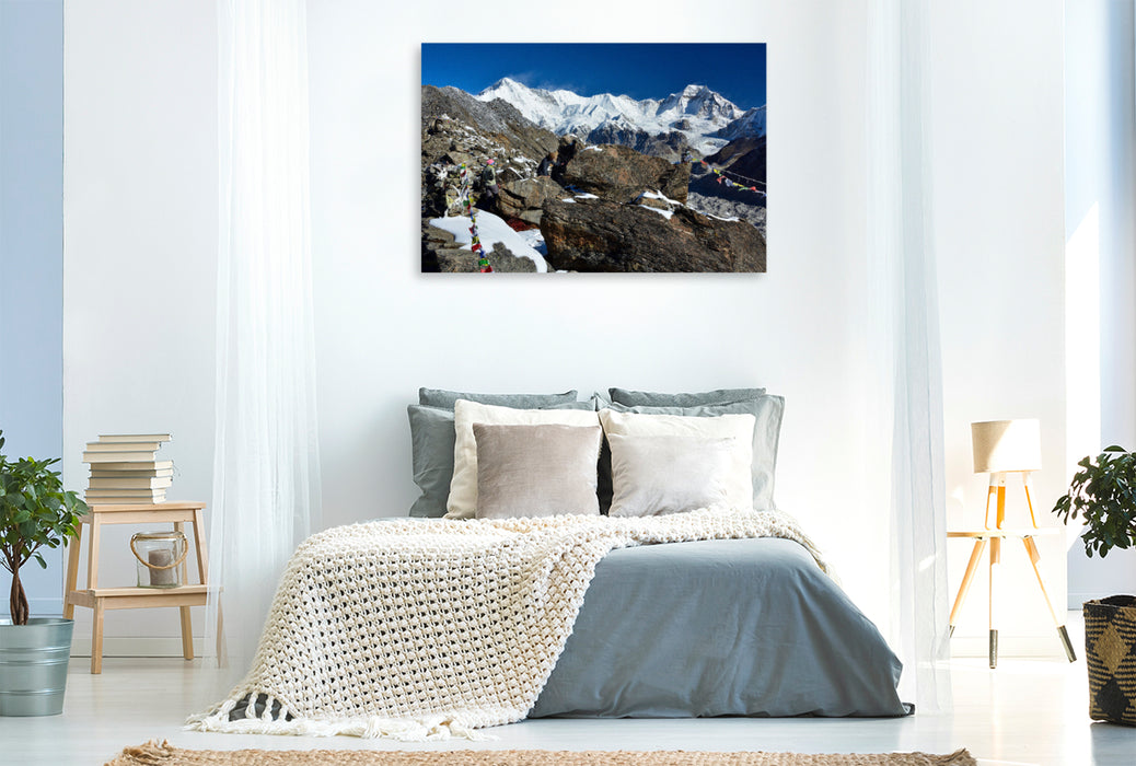 Premium Textil-Leinwand Blick vom Gokyo Ri auf Cho Oyu