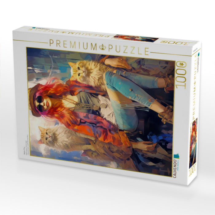 Hippie-Frau - CALVENDO Foto-Puzzle'