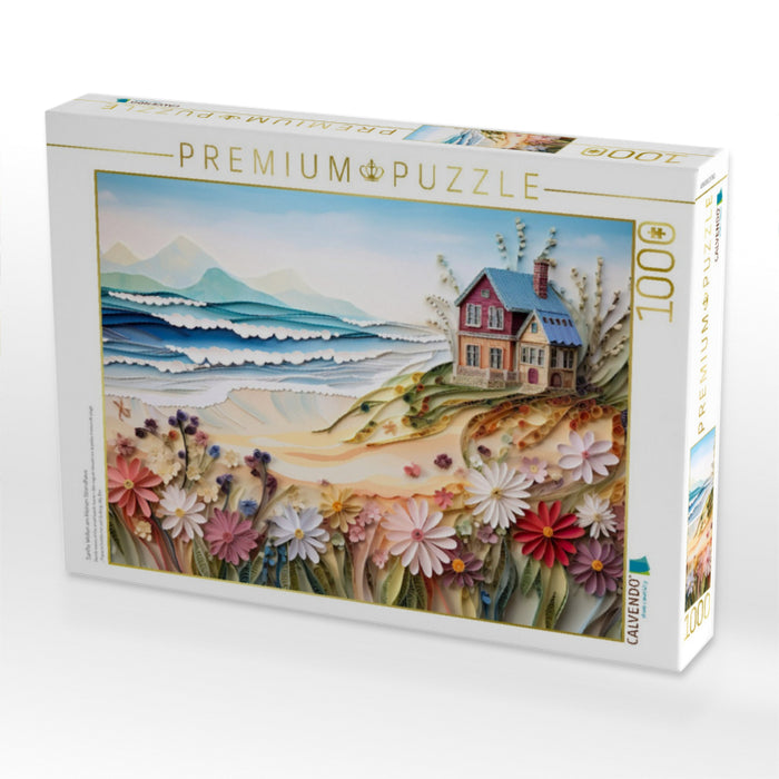 Sanfte Wellen am kleinen Strandhaus - CALVENDO Foto-Puzzle'