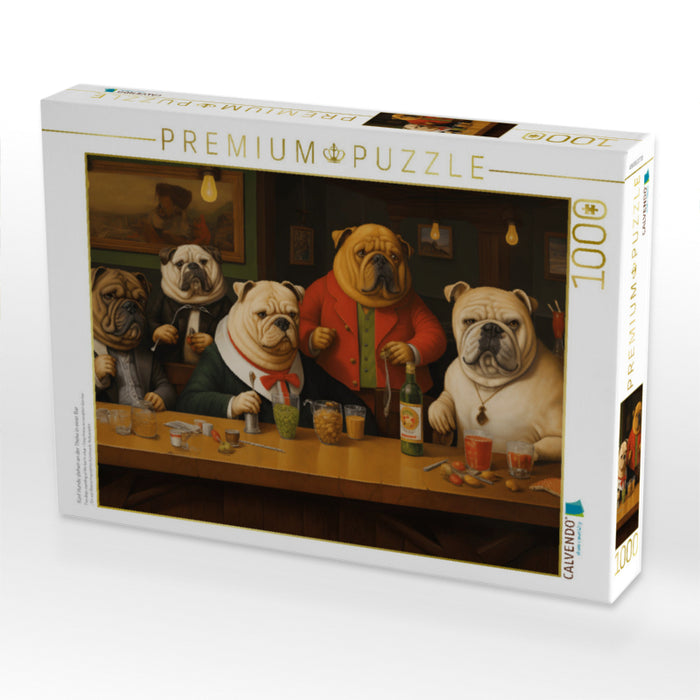 Fünf Hunde stehen an der Theke in einer Bar - CALVENDO Foto-Puzzle'