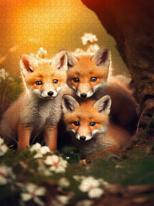 Drei Fuchswelpen - CALVENDO Foto-Puzzle'