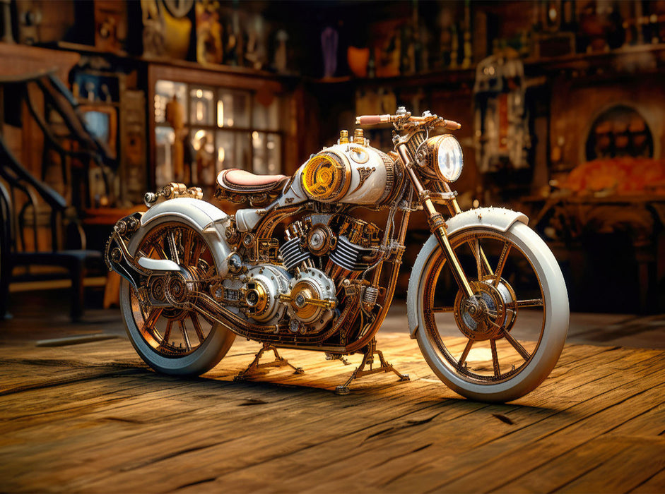 Weißes Motorrad - CALVENDO Foto-Puzzle'