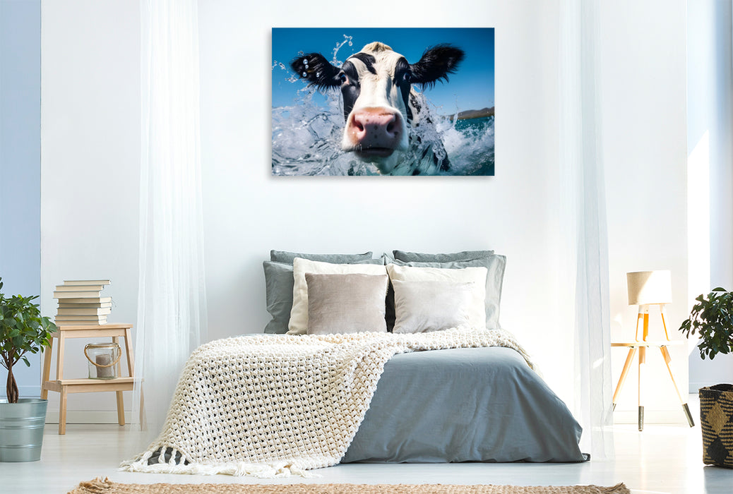 Premium Textil-Leinwand Eine schöne bunte Kuh