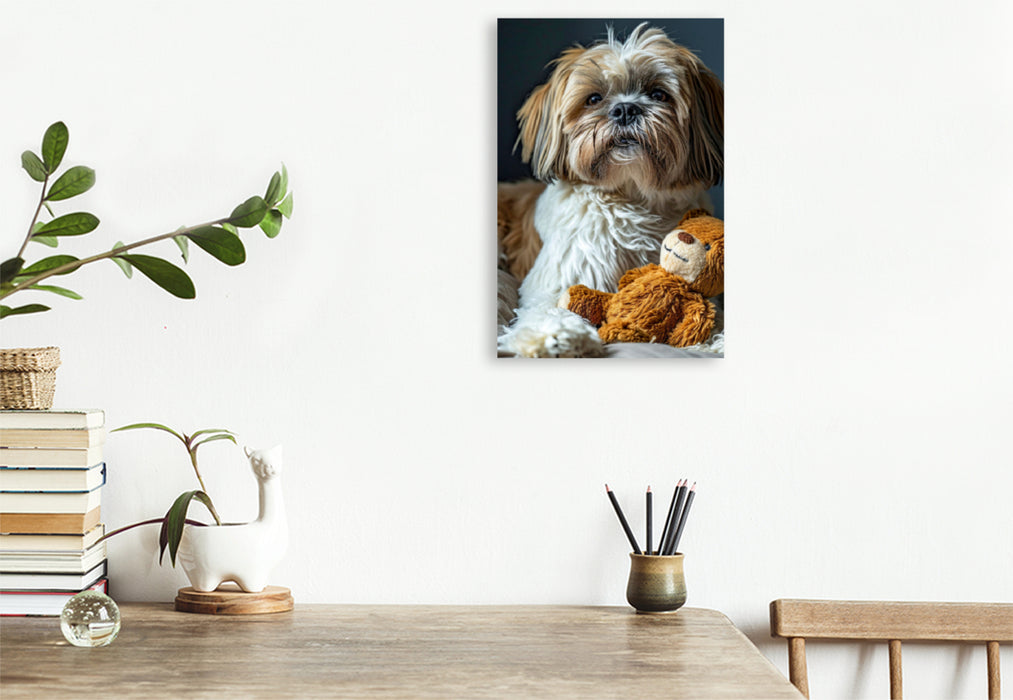 Premium Textil-Leinwand Shih Tzu, mein Lieblingsspielzeug