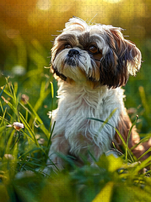 Shih Tzu, soll ich mich im Gras verstecken - CALVENDO Foto-Puzzle'