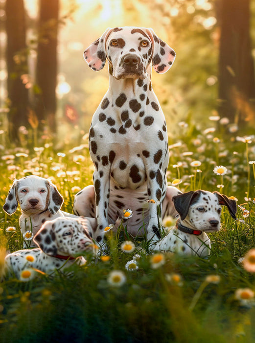 Dalmatiner, die Familie beim kleinen Spaziergang - CALVENDO Foto-Puzzle'