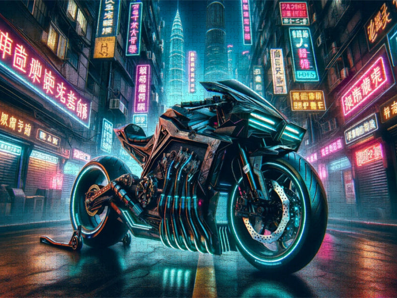 Cyberpunk Streetfighter - Rebellische Linien in der Neonstadt - CALVENDO Foto-Puzzle'