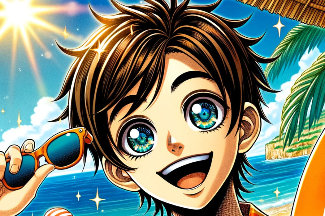 Premium Textil-Leinwand Manga Charakter - Sonnengruß