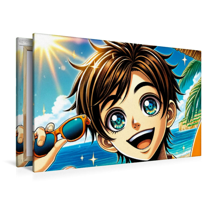 Premium Textil-Leinwand Manga Charakter - Sonnengruß