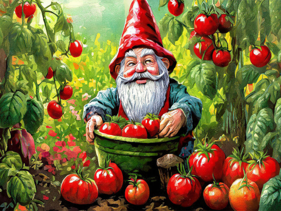 Ein Wichtel bei der Tomatenernte - CALVENDO Foto-Puzzle'