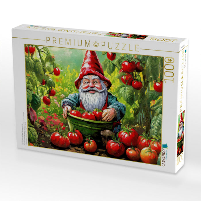 Ein Wichtel bei der Tomatenernte - CALVENDO Foto-Puzzle'